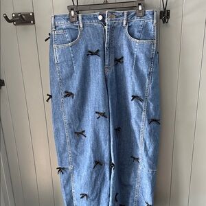 Pilcro Blue Denim Women's Jeans with Black Bow Accents